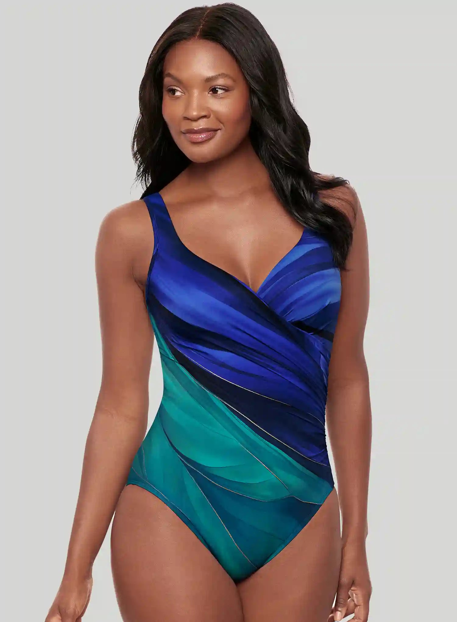 Miraclesuit Swimwear: Maldiva Its A Wrap Underwired Shaping One Piece Blue Multi
