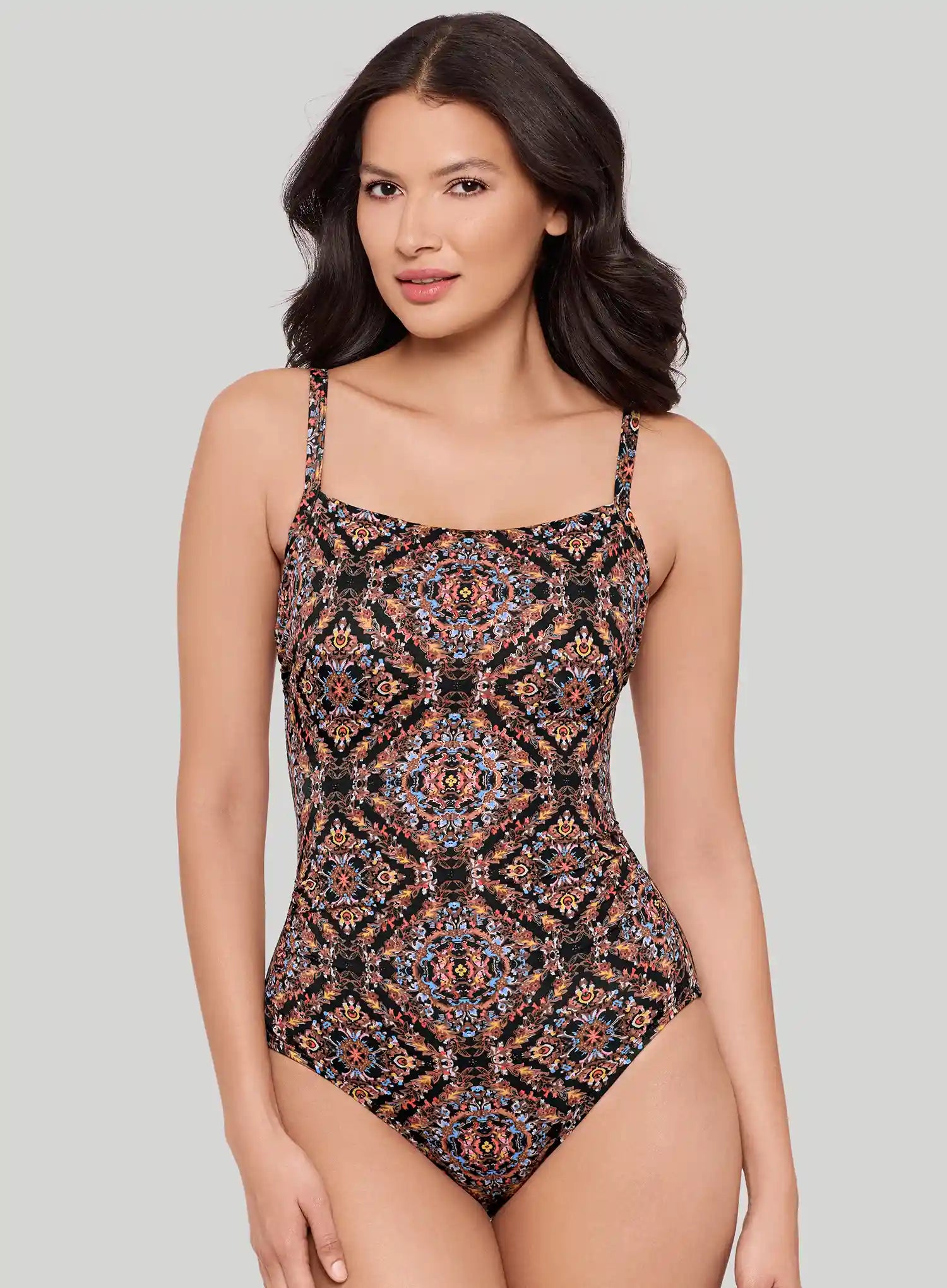 Miraclesuit Swimwear: Scandale Kara Underwired Shaping One Piece Black Multi