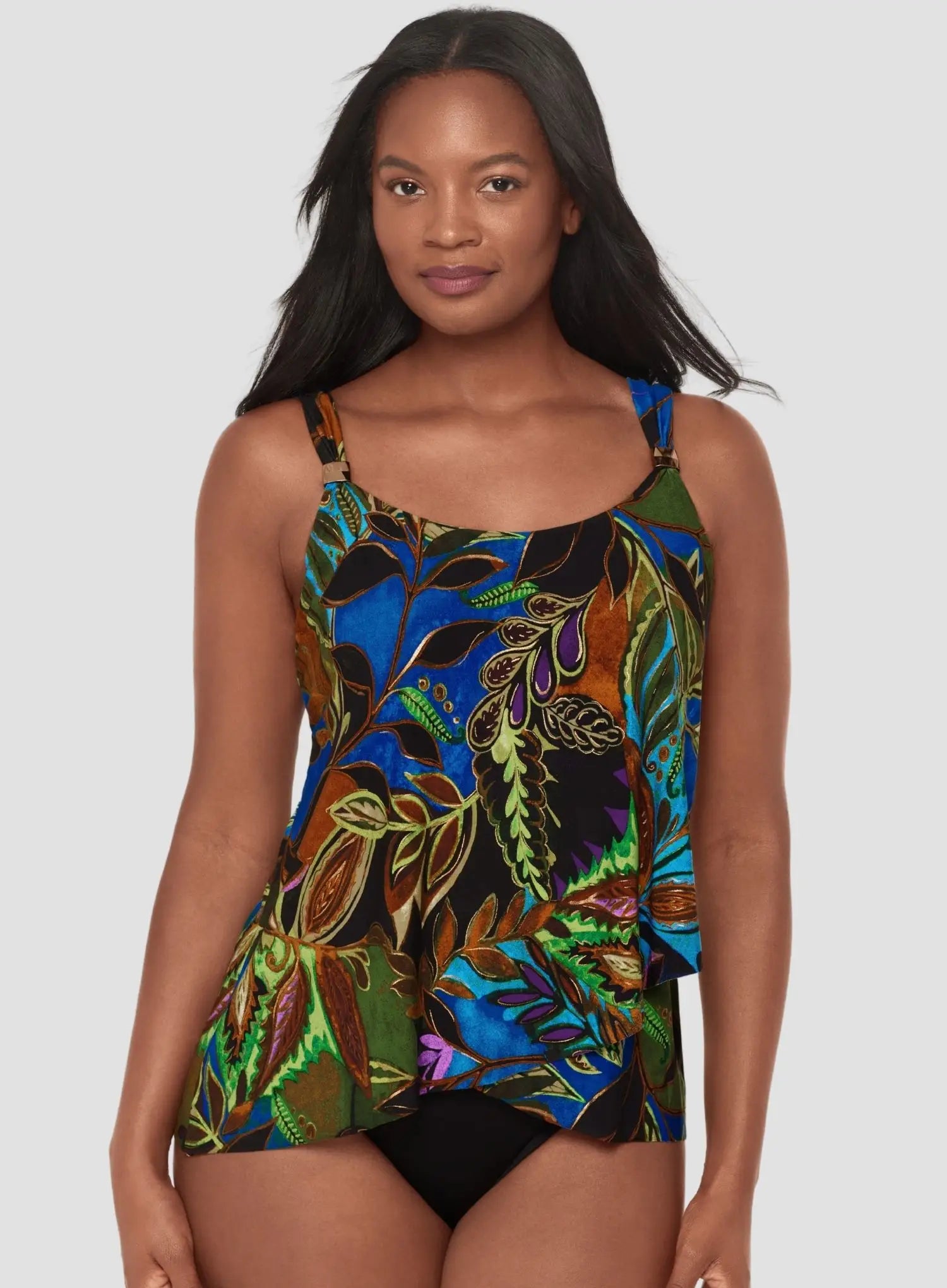 Miraclesuit Swimwear: Amazonia Dazzle Underwired Tankini Top Blue Multi