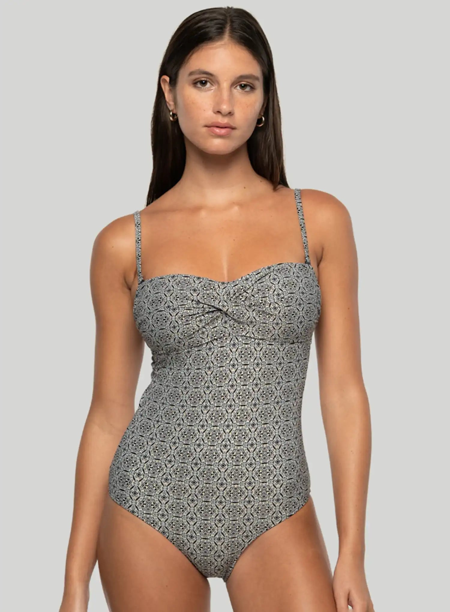 Nip Tuck Swim: Tintilating Tile Jacinta Multifit Bandeau One Piece Black