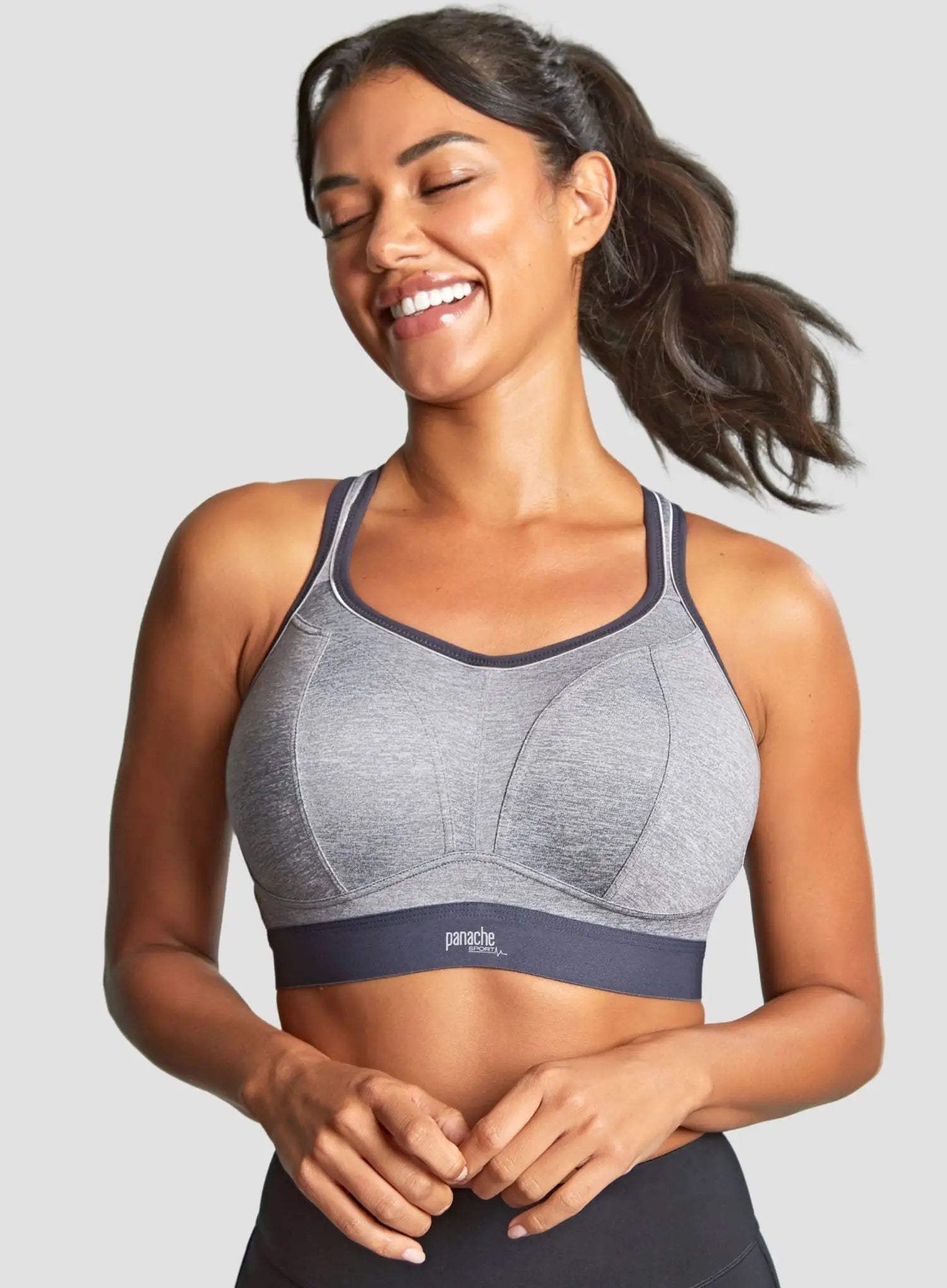 Panache Sport: Boundless Moulded Non Wired Sports Bra With Band Charcoal Marl