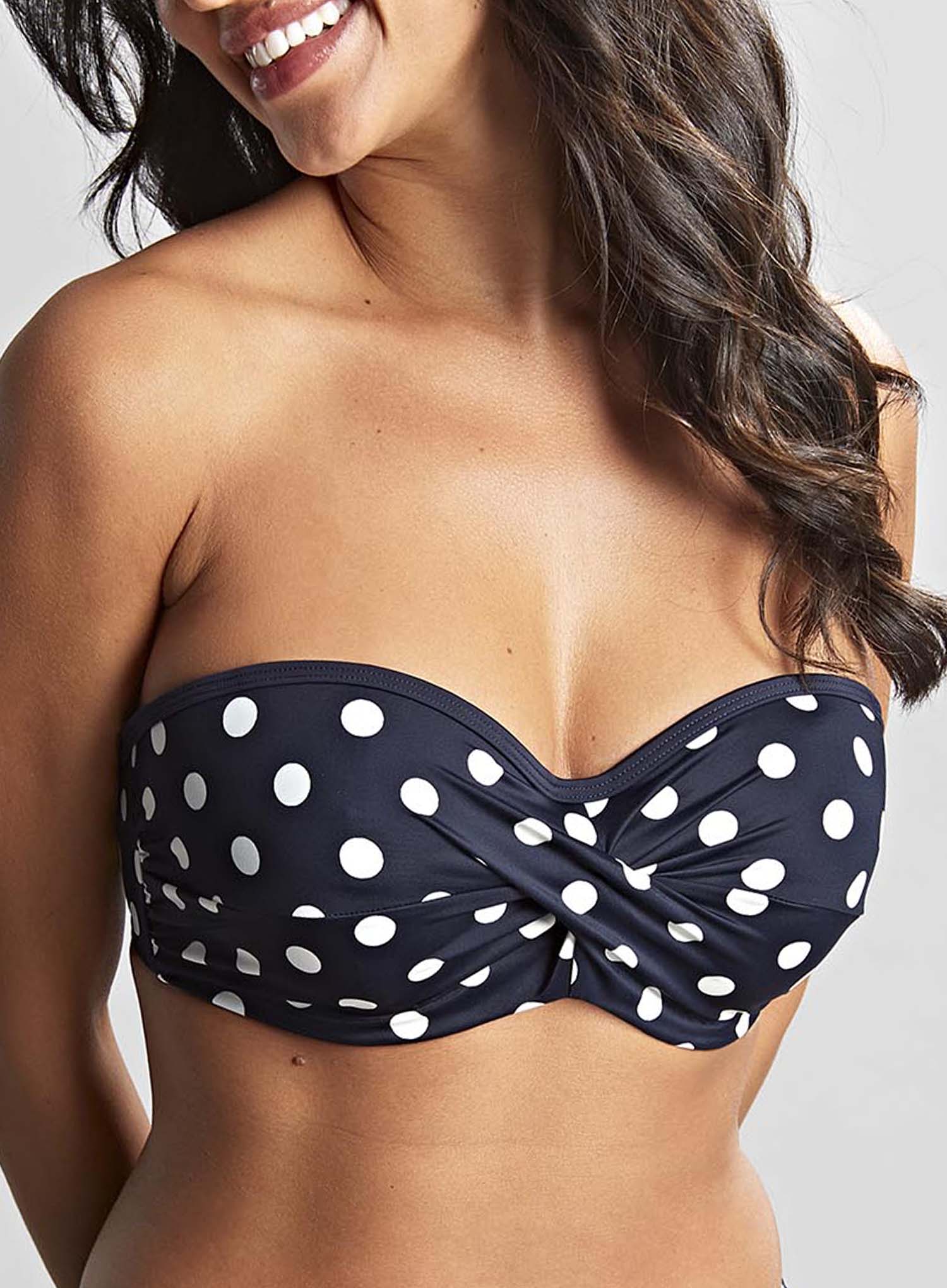 thumbnail image 2 of Panache Anya Balconnet One-Piece Swimsuit - Navy White Polka Dot (SW1010) - Plus Size With Built-In Bra 2 of 2