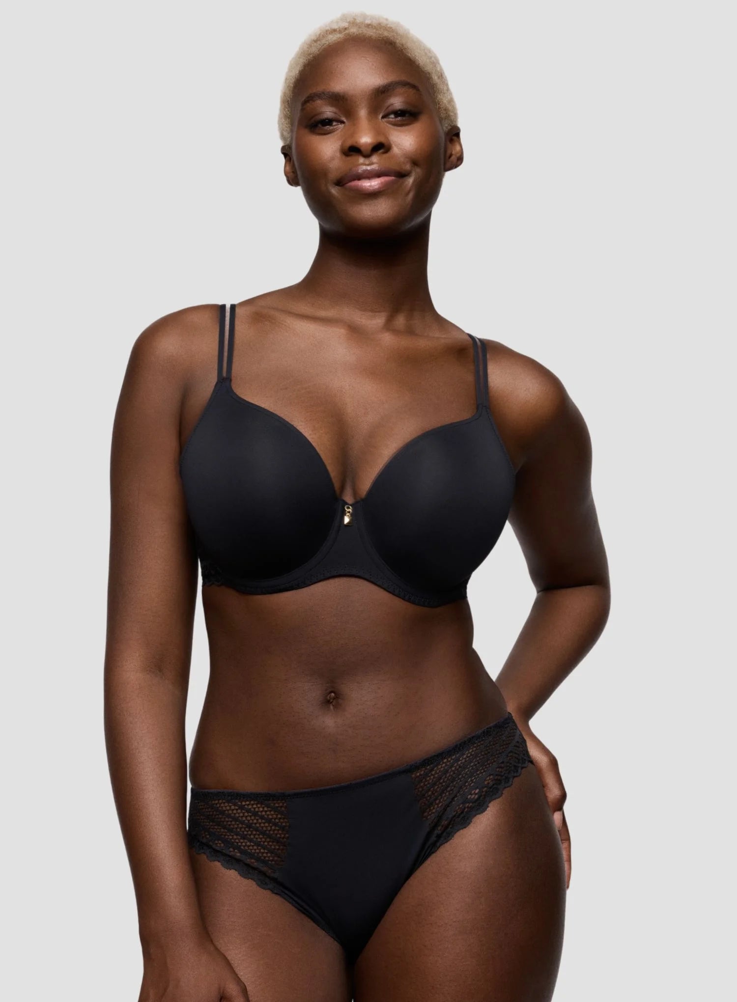 Primadonna Twist: Twist Side Padded Heart Shape Bra Charcoal