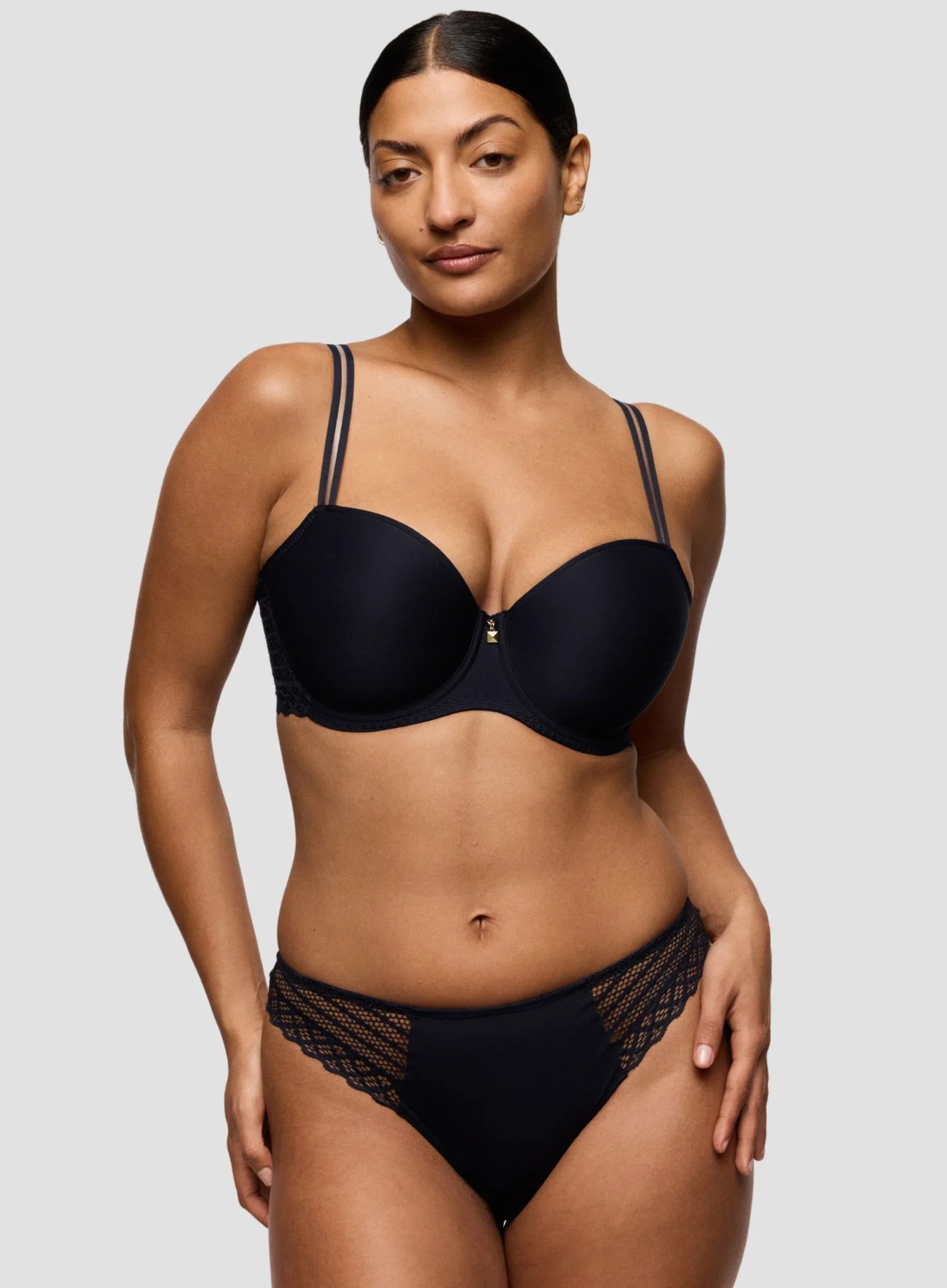 Primadonna Twist: Twist Side Padded Balconette Bra Charcoal