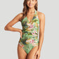 Sea Level: Lost Paradise Cross Front Halter One Piece Green