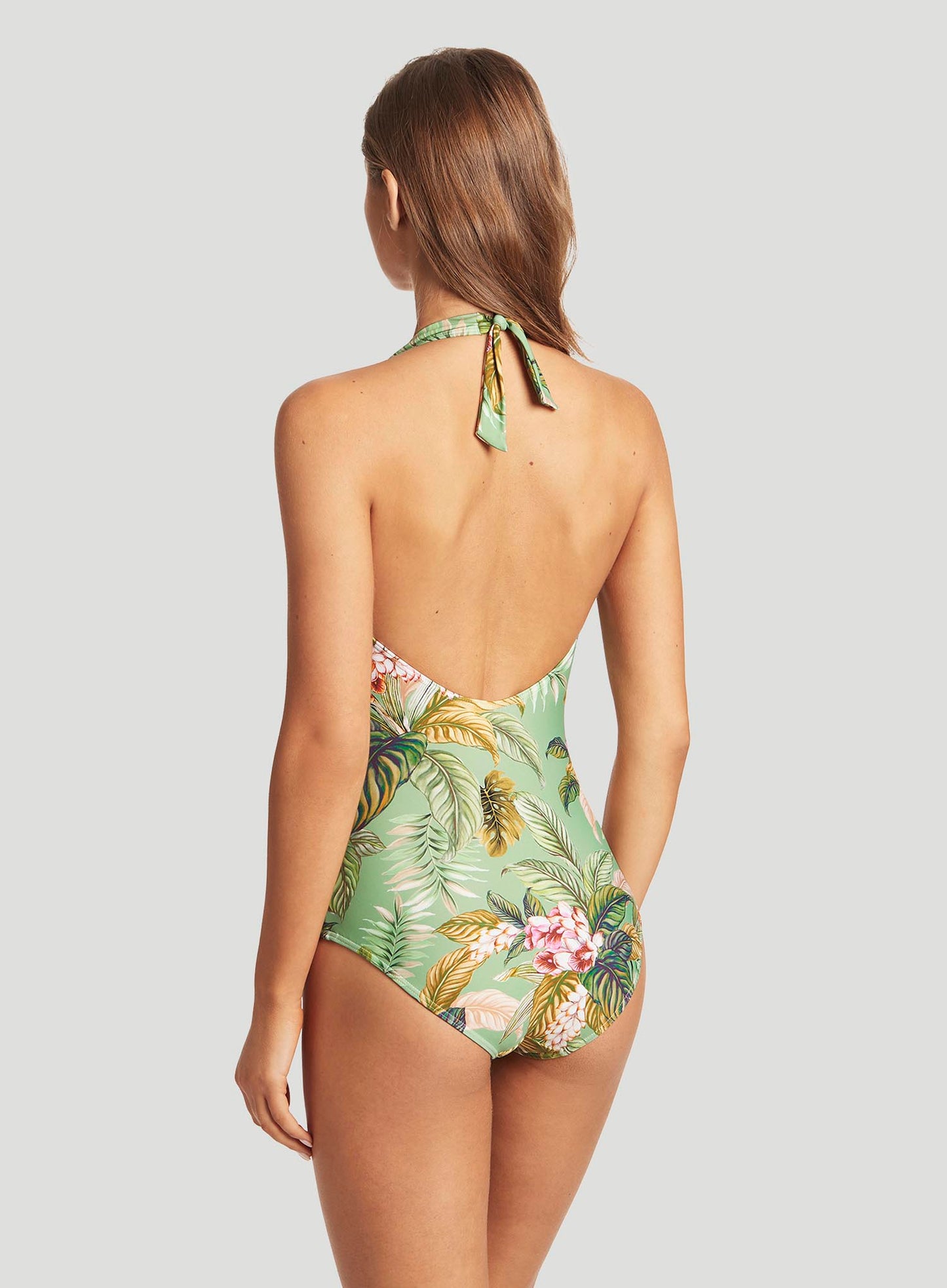 Sea Level: Lost Paradise Cross Front Halter One Piece Green
