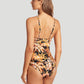 Sea Level: Troppica High Neck Multifit Mastectomy One Piece Black Tropical