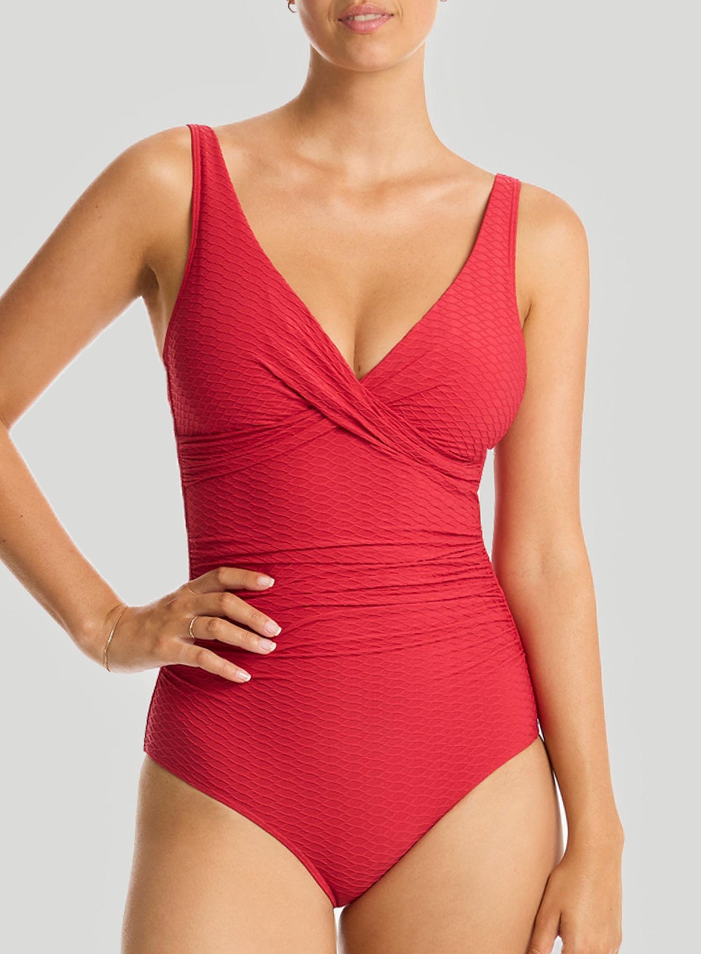Sea Level: Honeycomb Cross Front Multifit One Piece Red