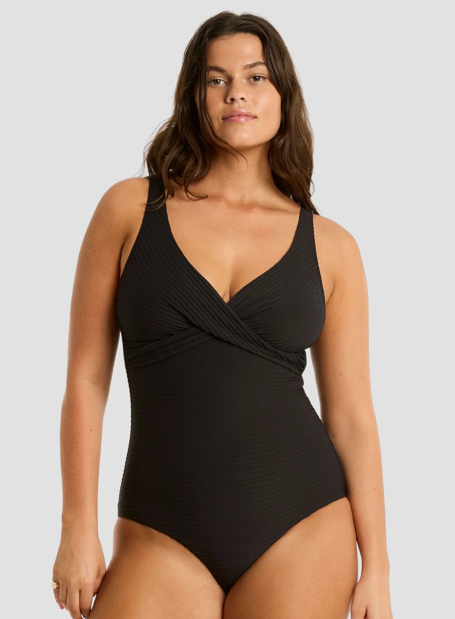 Sea Level: Spinnaker Cross Front Multifit One Piece Black