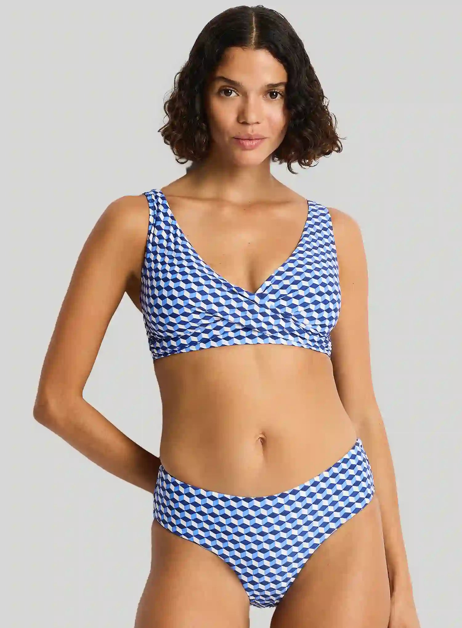Sea Level: Solara Cross Front Multifit Bikini Top Blue