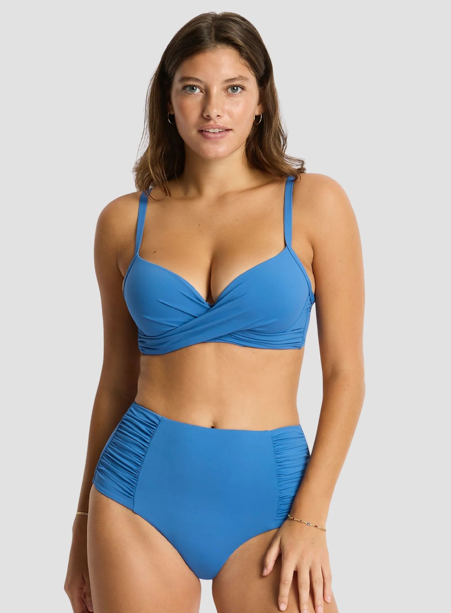 Sea Level: Essentials Edit High Waist Gathered Side Pant Denim Blue