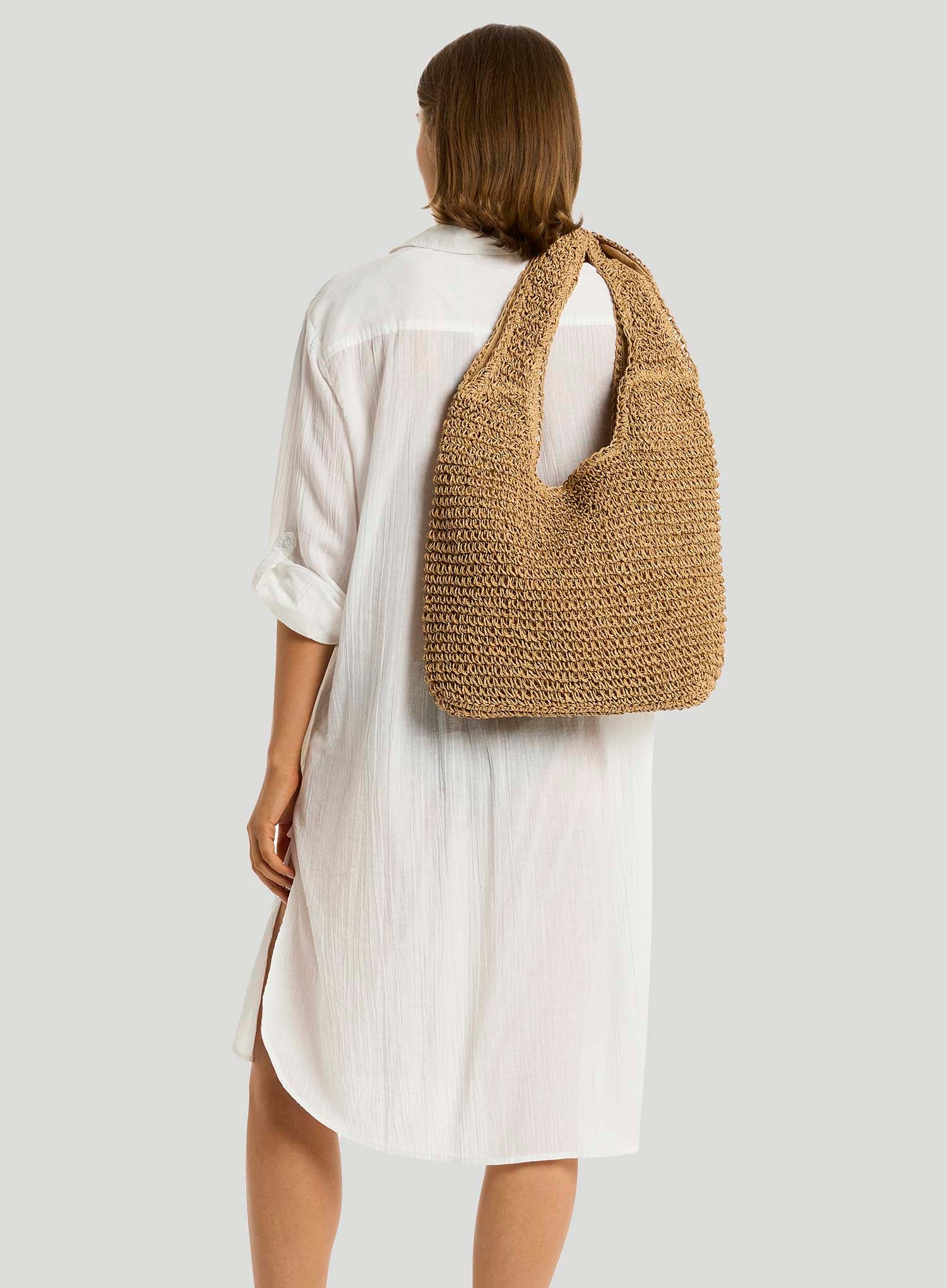 Sea Level: Crochet Slouch Beach Bag Caramel1