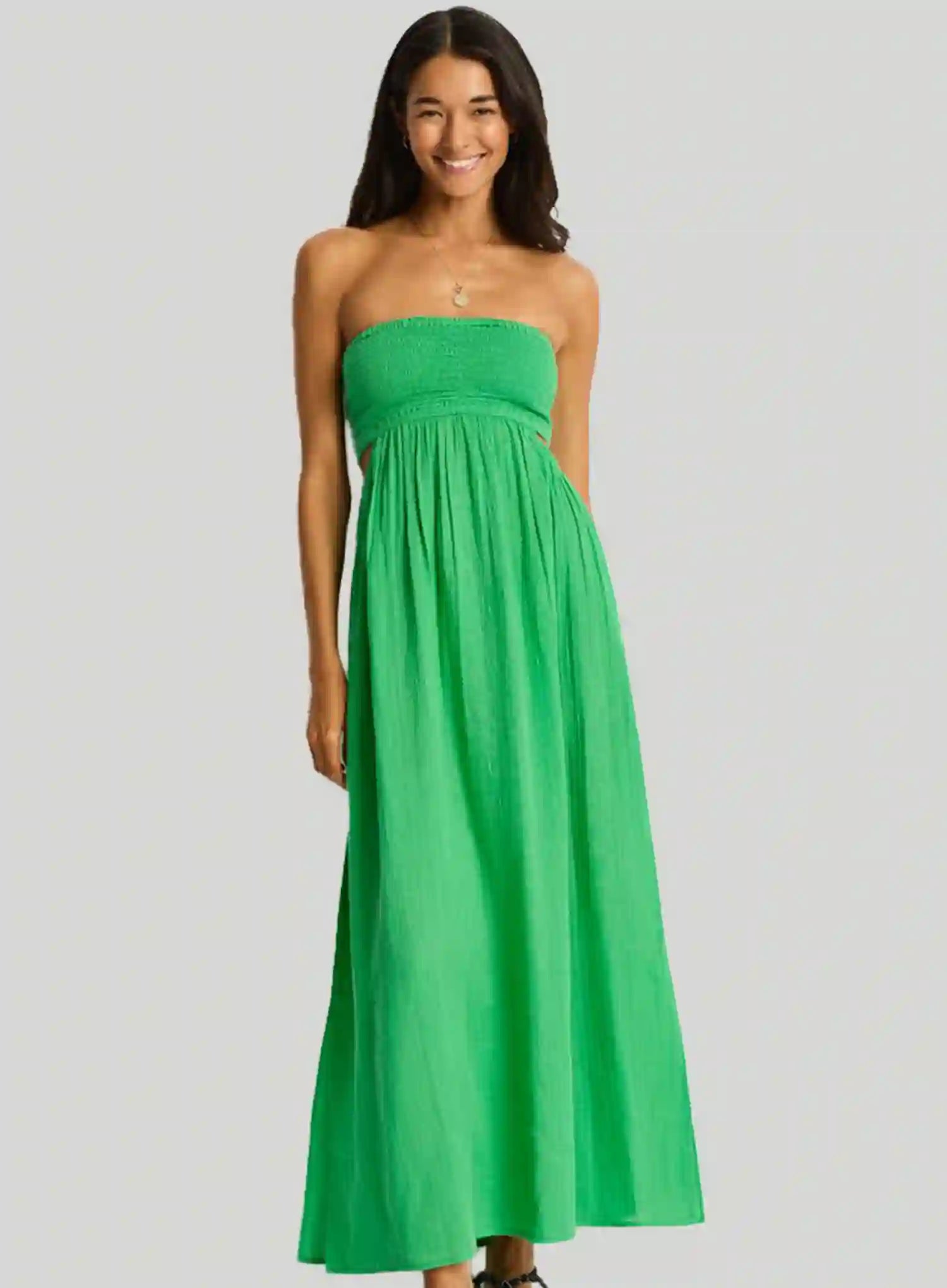 Sea Level: Sunset Cutaway Bandeau Dress Kelly Green