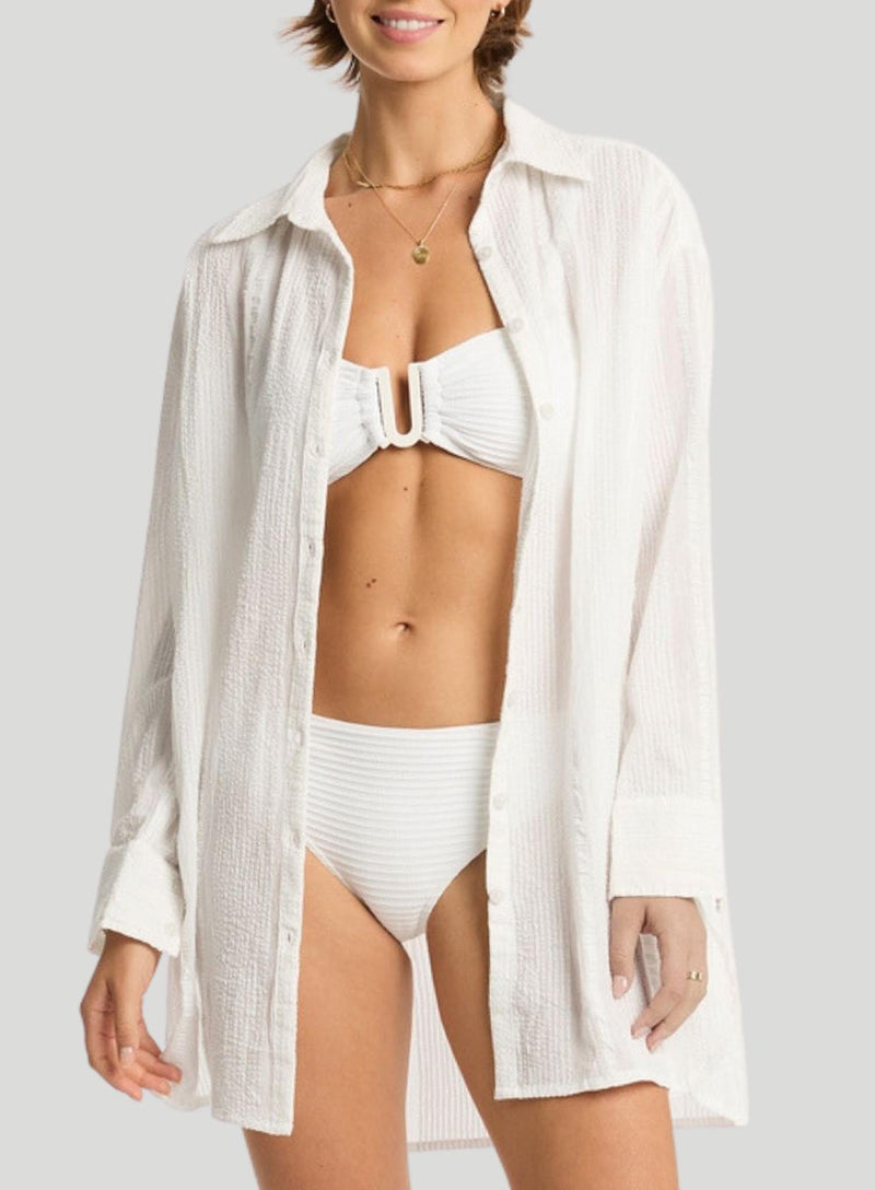 Sea Level: Heatwave Cover Up Shirt White