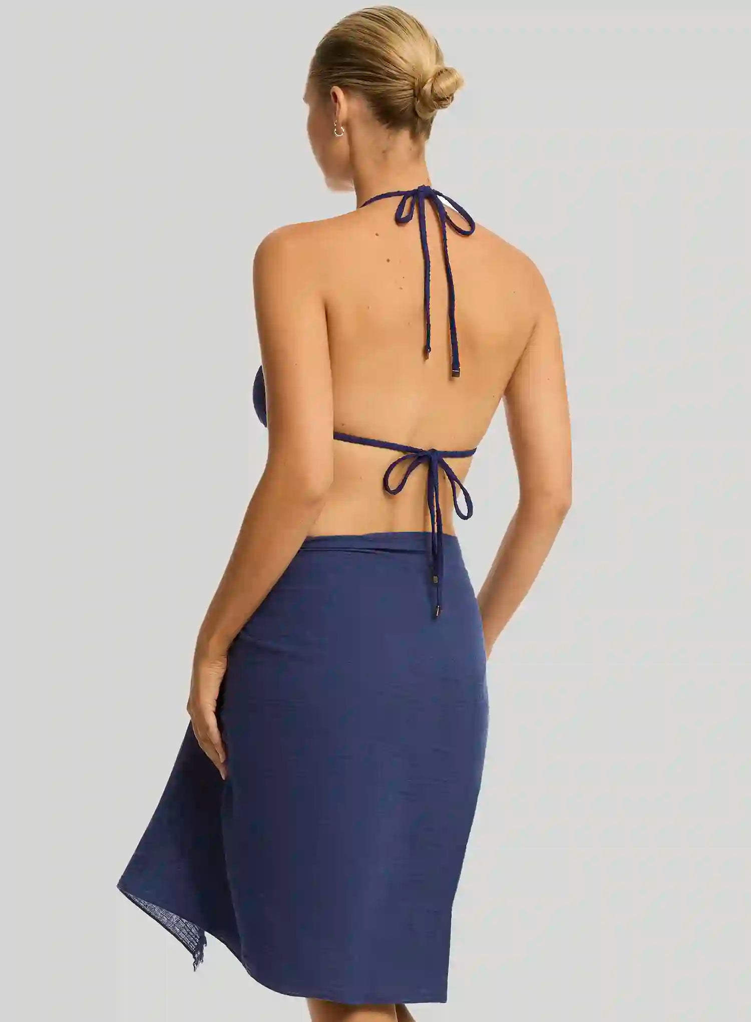 Sea Level: Sunset Frayed Sarong French Navy