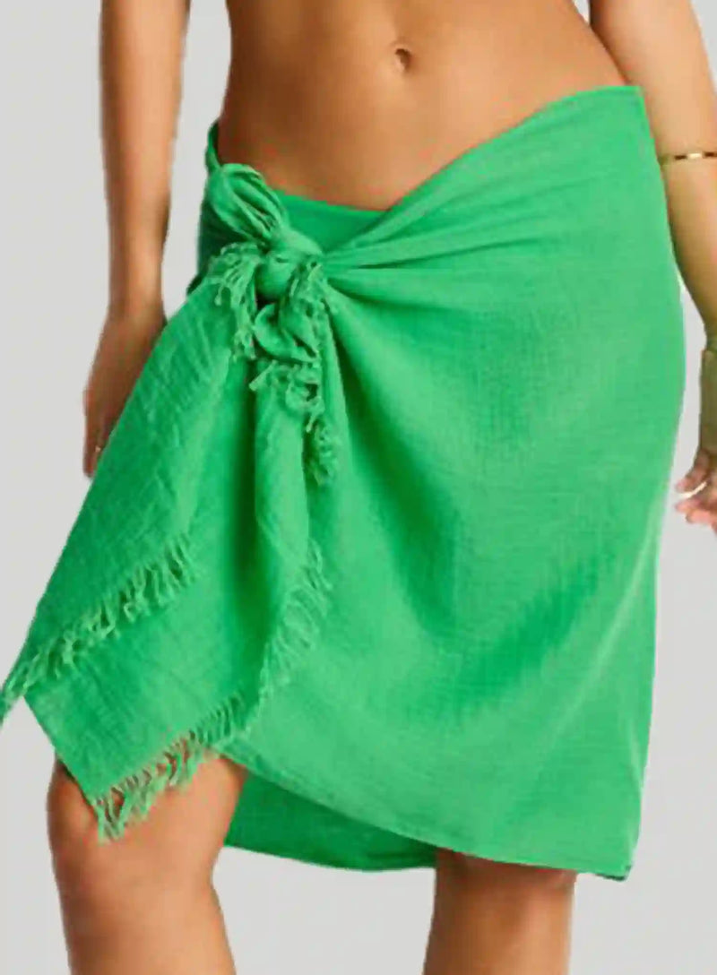 Sea Level: Sunset Frayed Sarong Kelly Green