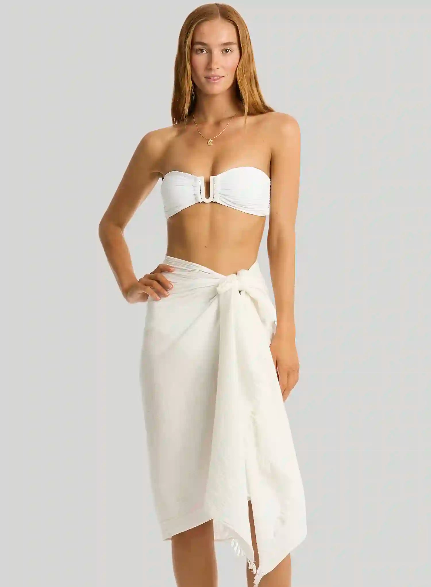 Sea Level: Sunset Frayed Sarong White