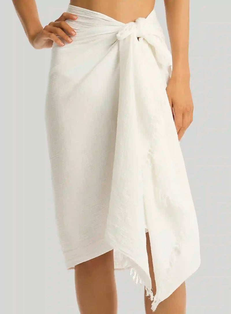 Sea Level: Sunset Frayed Sarong White