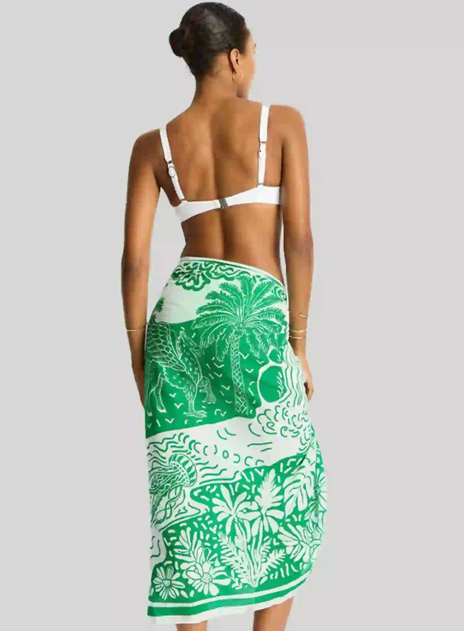 Sea Level: Jungle Lino Long Sarong Green