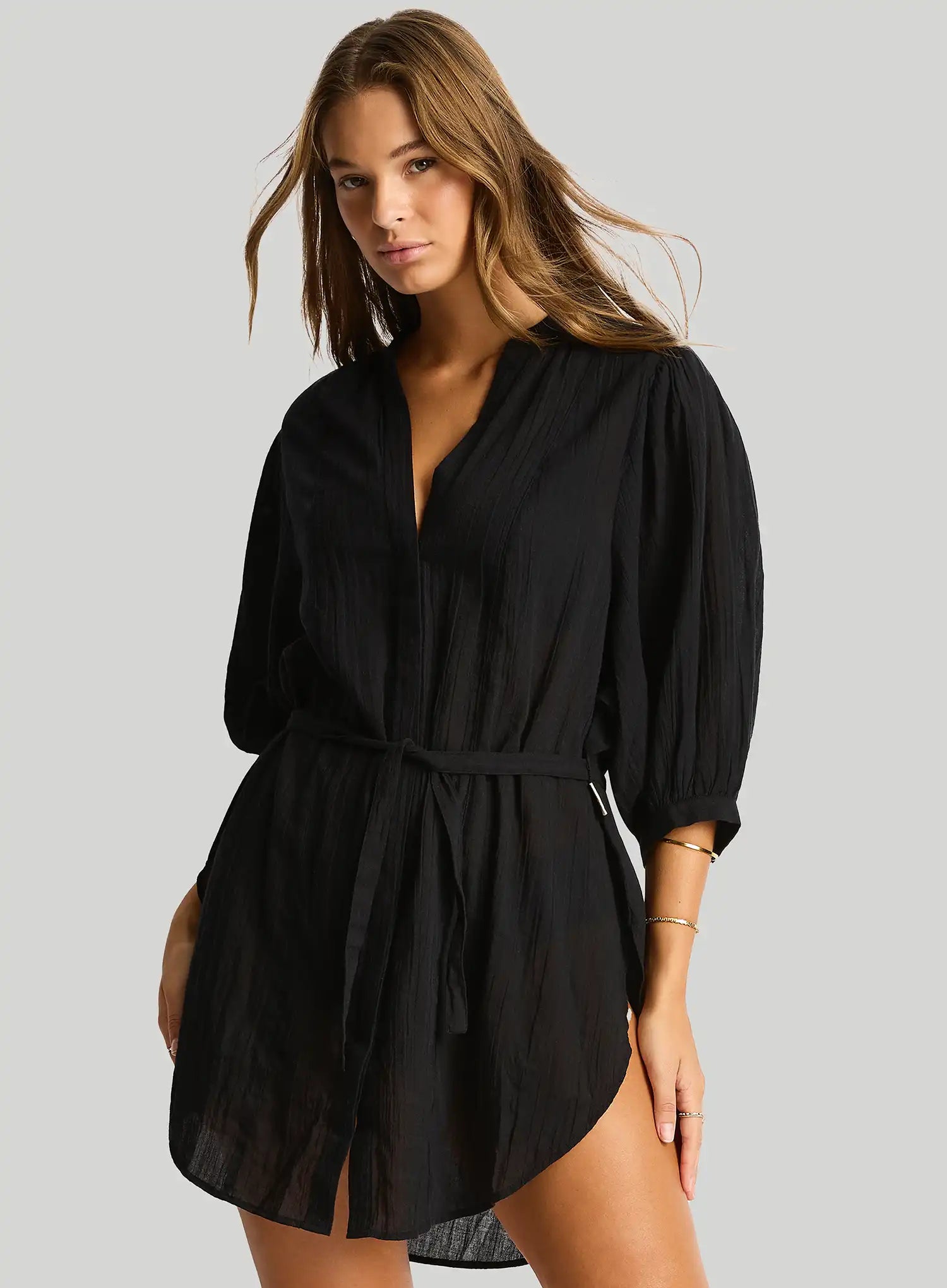 Sea Level: Salt Boho Shirt Black