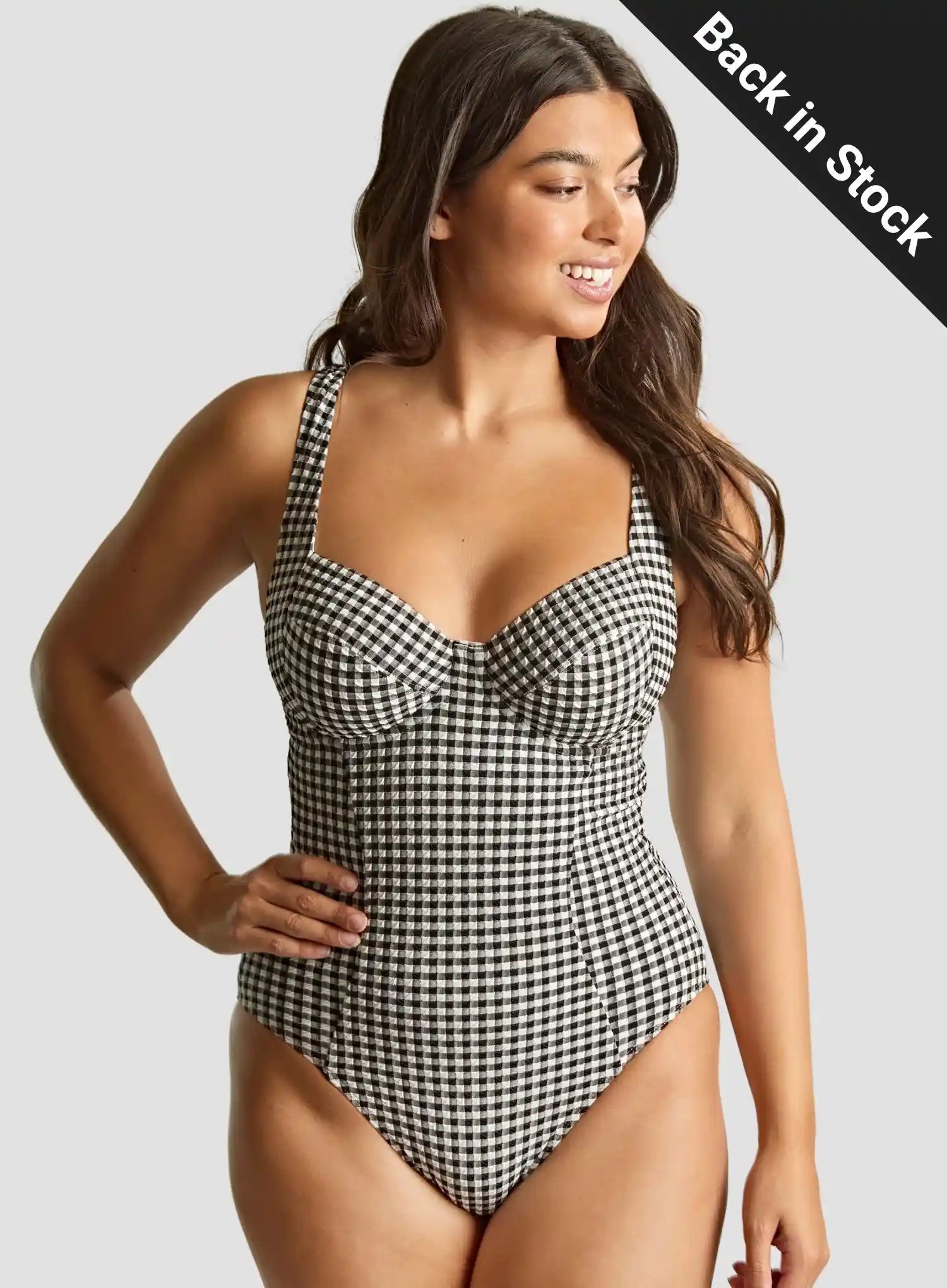 Panache Swimwear: Paloma Balconette One Piece Black Gingham