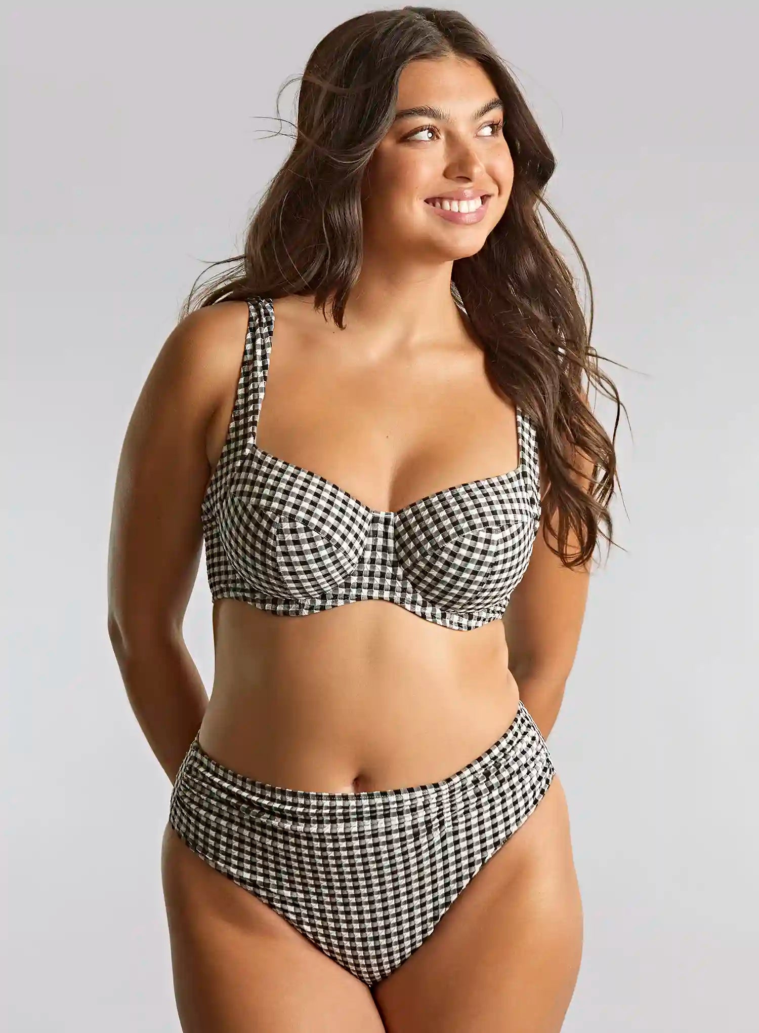 Panache Swimwear: Olivia Full Cup Bikini Top Black Gingham
