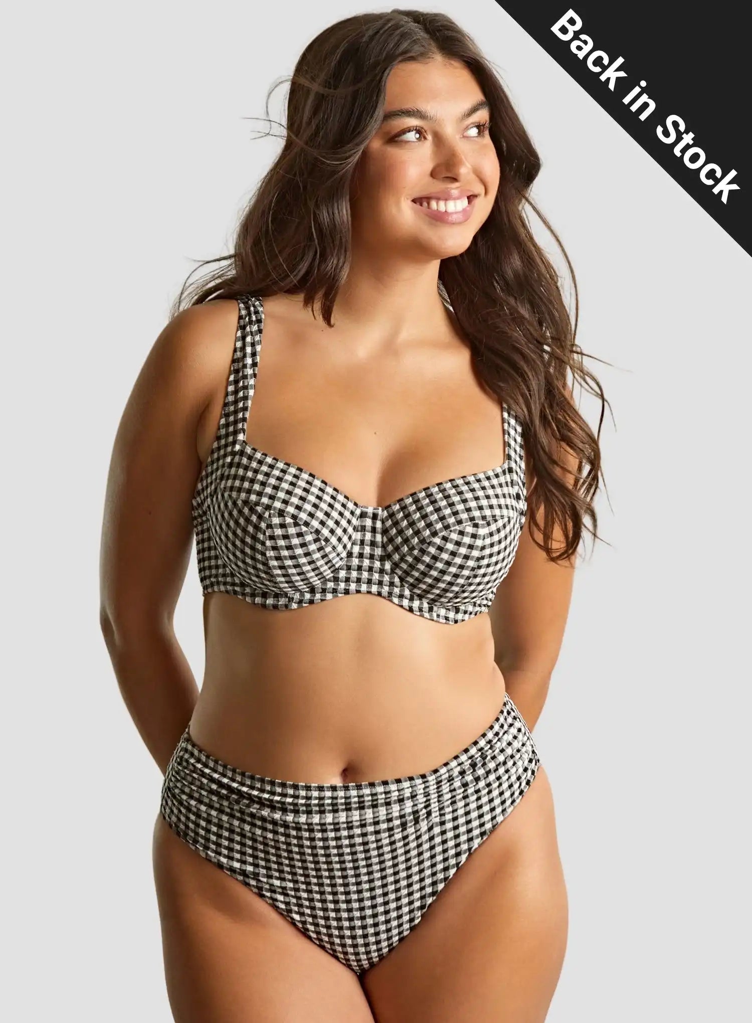 Panache Swimwear: Olivia Full Cup Bikini Top Black Gingham