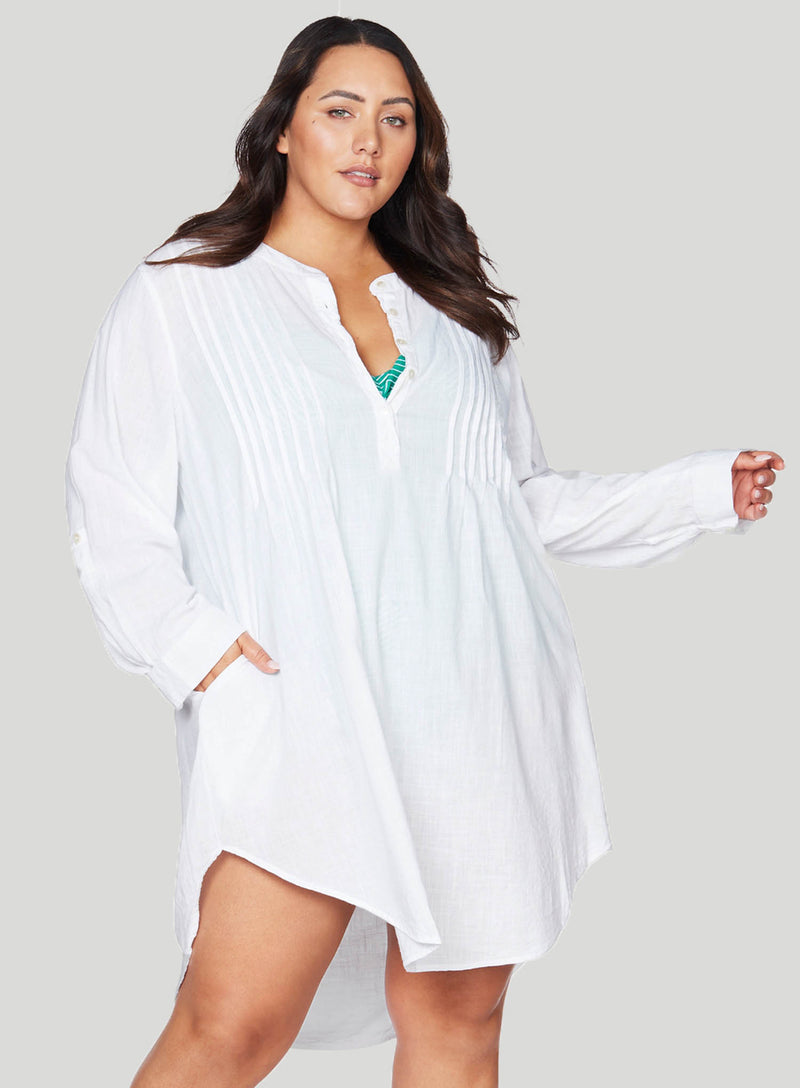 Artesands: Linear Perspective Gershwin Over Shirt Coverup White