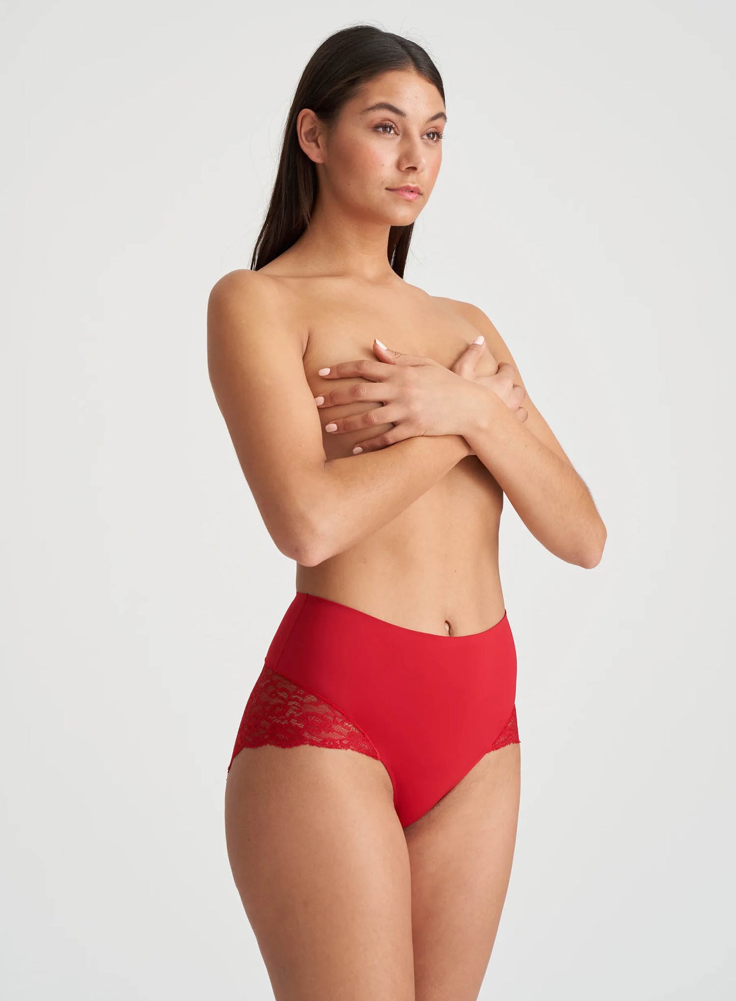 Marie Jo: Color Studio Lace High Waisted Brief Scarlet